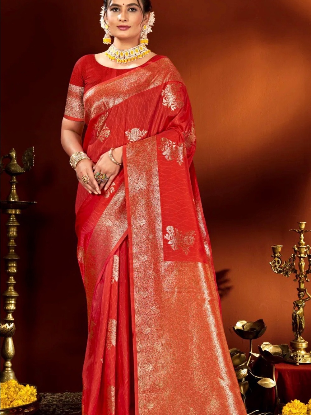 Handloom Pink Silk Saree with Gold Motif